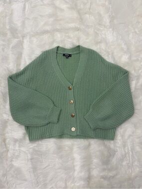 Missguided Mint Sage Green Chunky Button-Up Cardigan